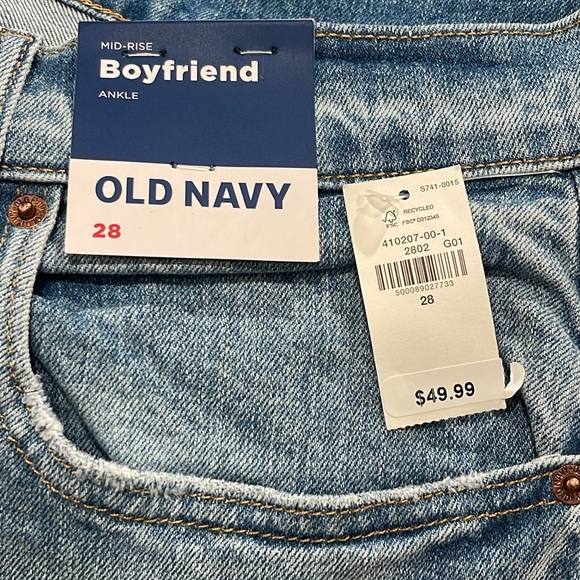 Old Navy New Women’s Mid Rise Boyfriend Ankle Cut Off  Blue Jeans Plus Size 28 - Picture 6 of 10